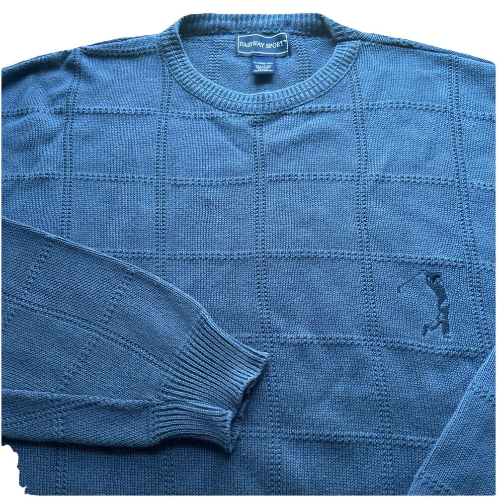 Vintage Fairway Sport Men’s XL Tall Blue Embroidered Golf Sweater Made In‎ USA